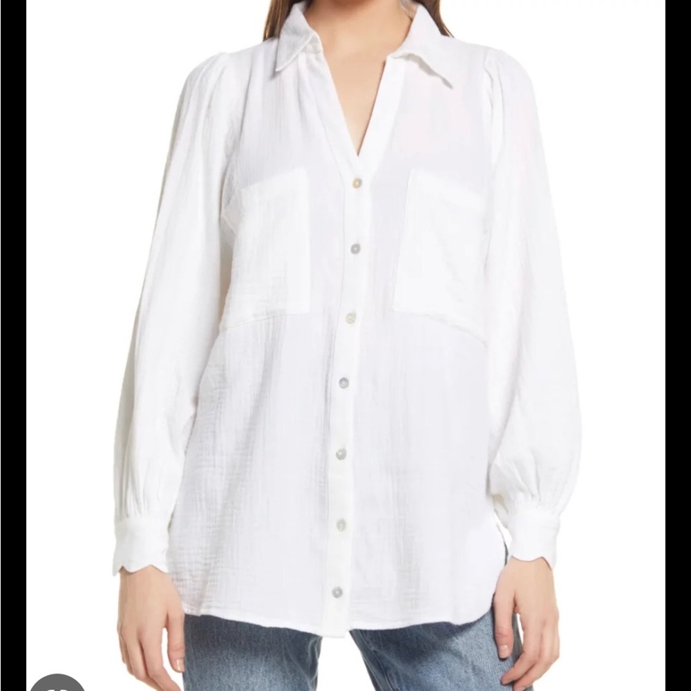 Top Shop White Cotton Gauze Poet Blouse